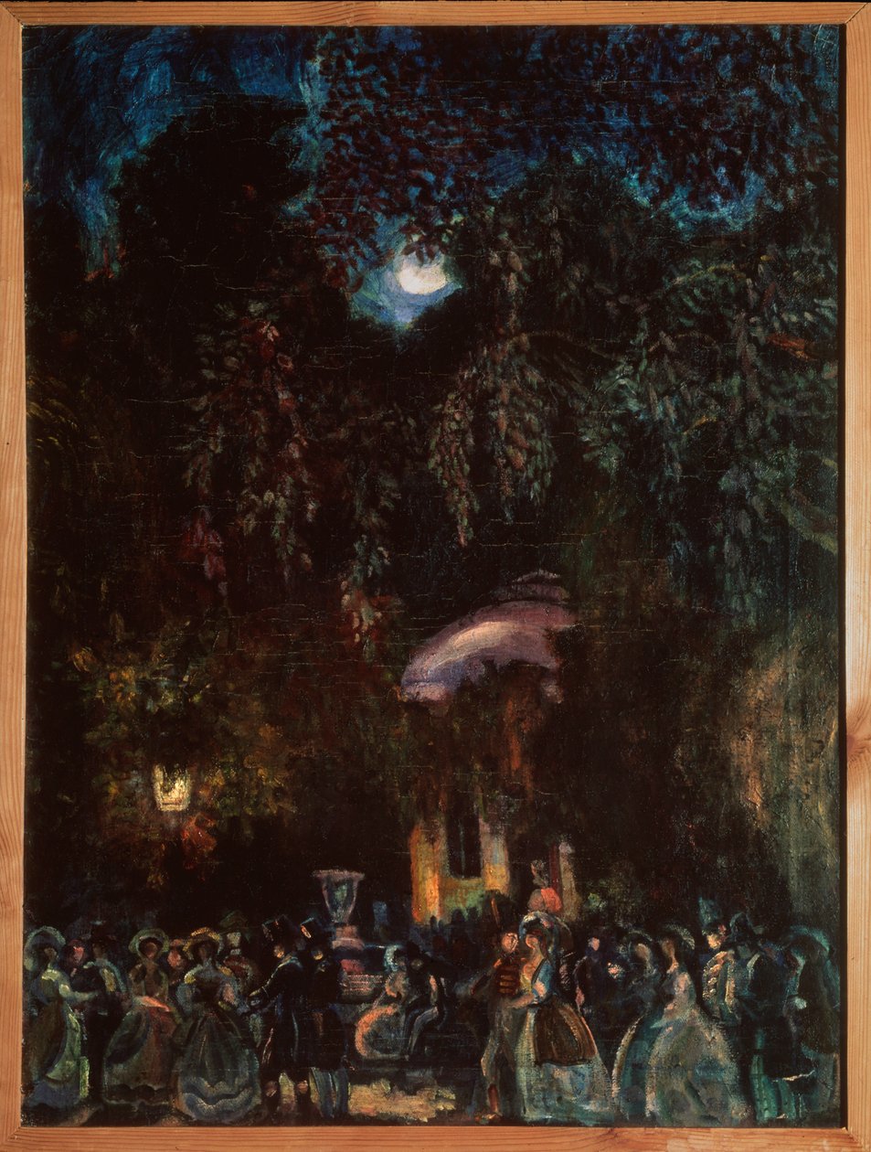 Espanha (Cena de lazer, sociedade a andar na rua à noite). Pintura de Sergei Yurievich Sudeykin (Sergei Sudeikin) (1882-1946), óleo sobre tela, ca. 1910. Arte russa, século XX. Museu Estatal de História, Arquitectura e Arte ao Ar Livre, Psko de Sergei Yurevich Sudeikin
