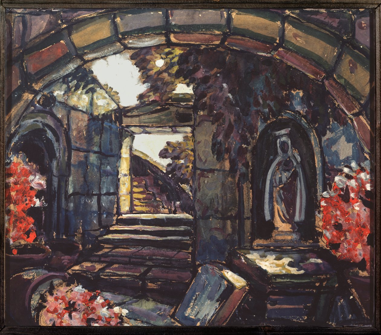 Decoração preparatória para a peça "Sister Beatrice" de Maurice Maeterlinck de Sergei Yurevich Sudeikin