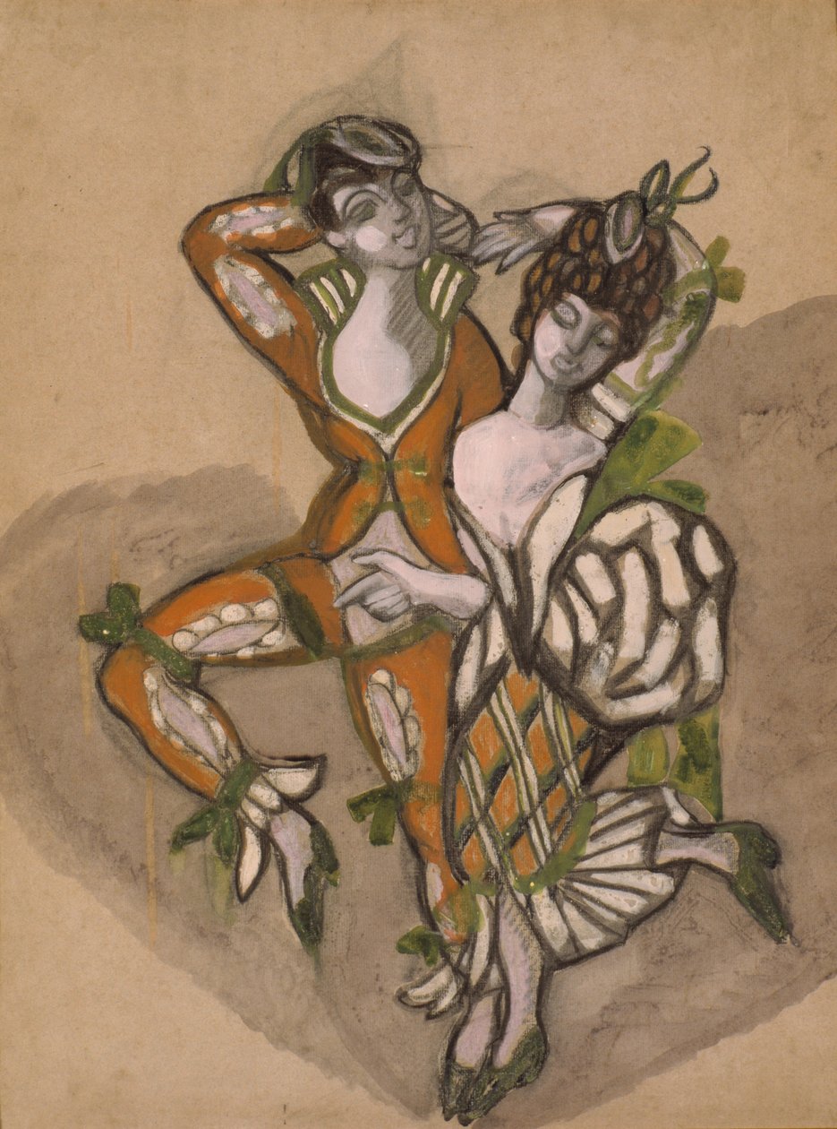 Figurino para a peça de teatro O Casamento de Figaro, de P. de Beaumarchais, 1915. de Sergei Yurievich Sudeykin