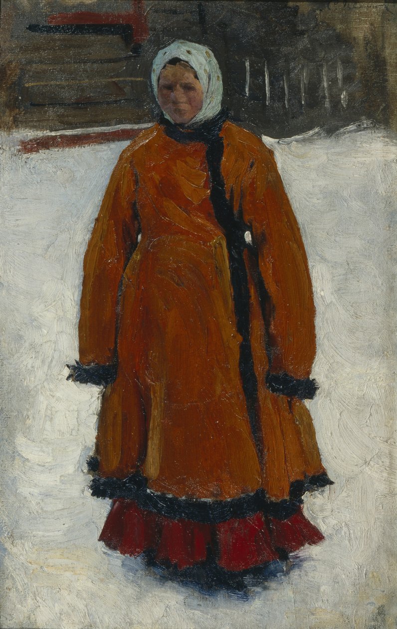 A garota do casaco de pele vermelho, 1903-1906 de Sergej Vasilevic Ivanov