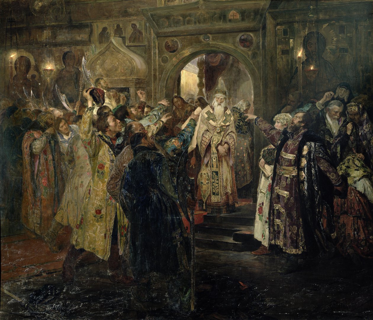 Detenção do metropolitano Philip, 1910 de Sergey Timofeyevich Schelkovy