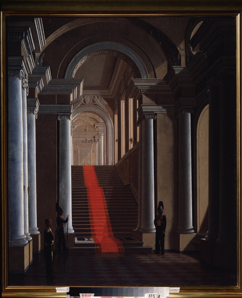 A escadaria do Palácio Anichkov em São Petersburgo. Pintura por Sergey (Sergei, Serguei) Konstantinovich Zaryanko (Zarianko) (1818-1870), óleo sobre tela de Sergey Konstantinovich Zaryanko