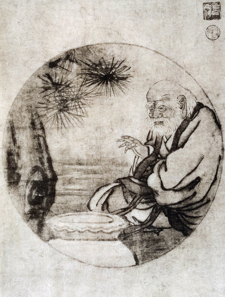 Retrato de Lao-Tzu, filósofo chinês do século VI AC, desenho de Sesshu Toyo (1420-1506), civilização japonesa, período Muromachi de Sesshû Tôyô