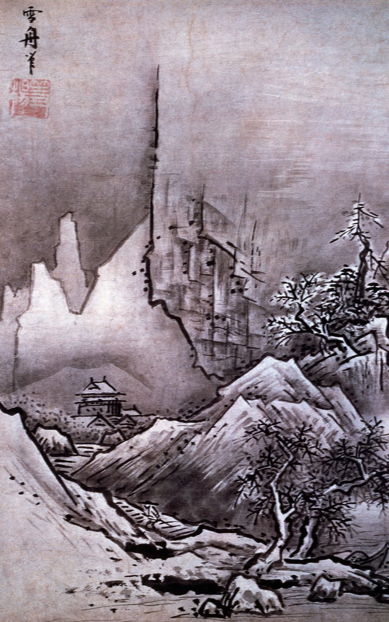 Winter Landscape (tinta e cor sobre papel) de Sesshû Tôyô