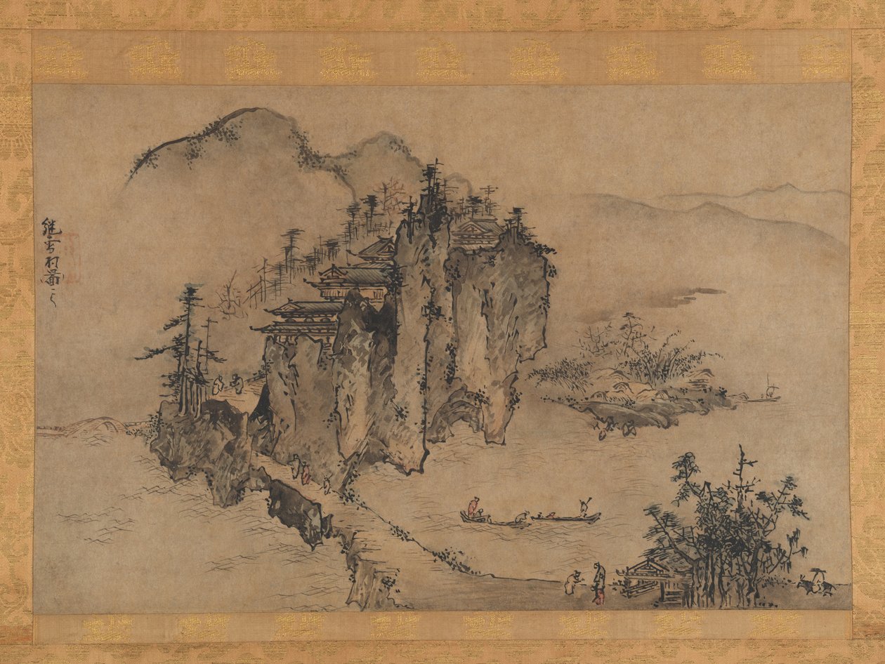 Paisagem com precipício rochoso, século XVI. de Sesson Shukei
