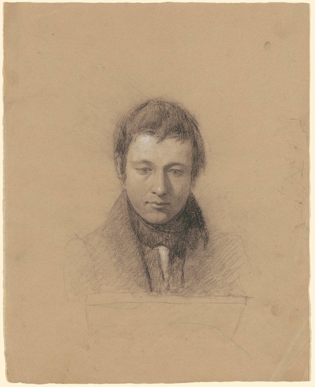 Retrato de John Cheney, c.1830 (carvão e toco realçados com giz branco no papel) de Seth Wells Cheney