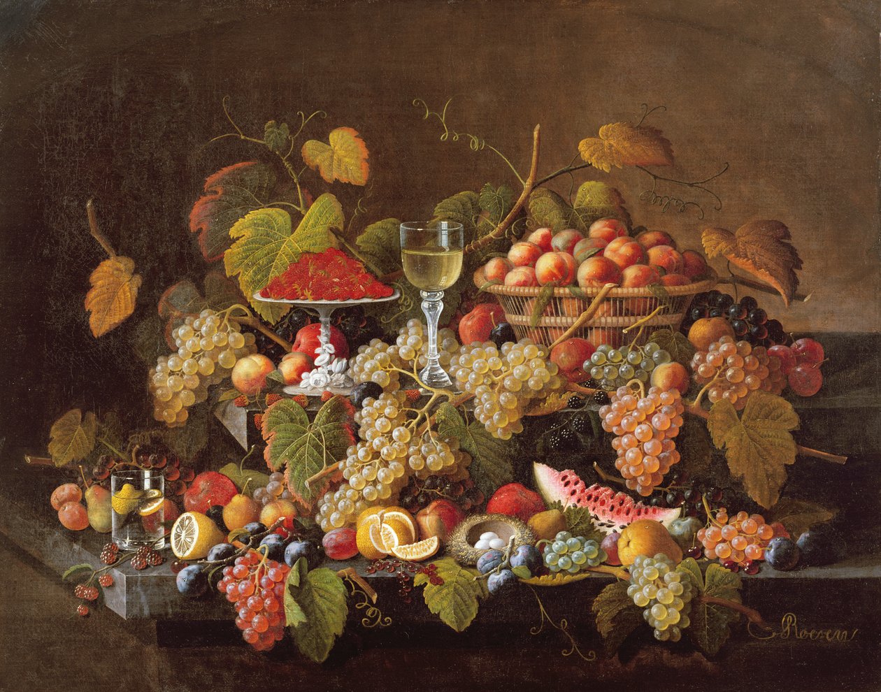 Ainda vida com frutas, c.1860 de Severin Roesen