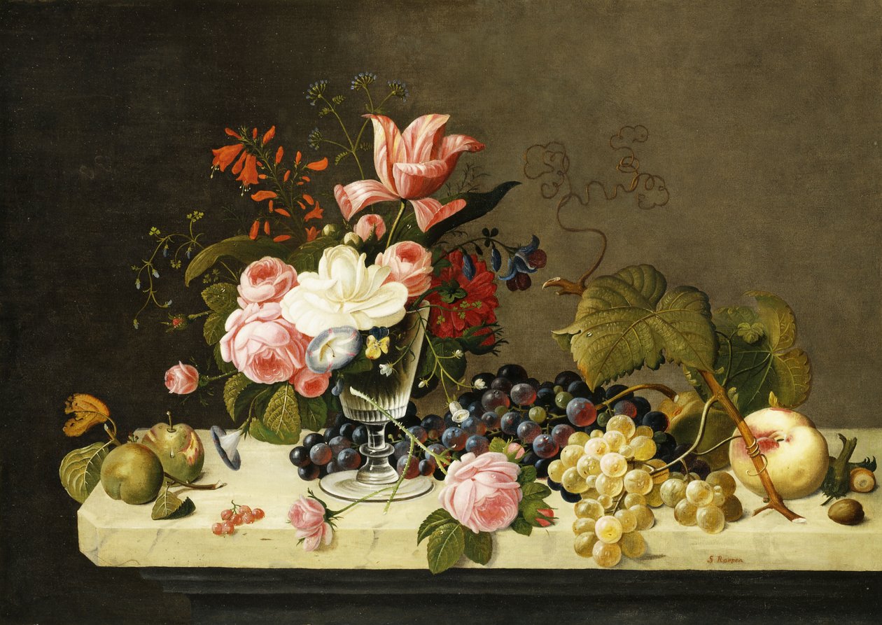 Flores e frutos, de Severin Roesen