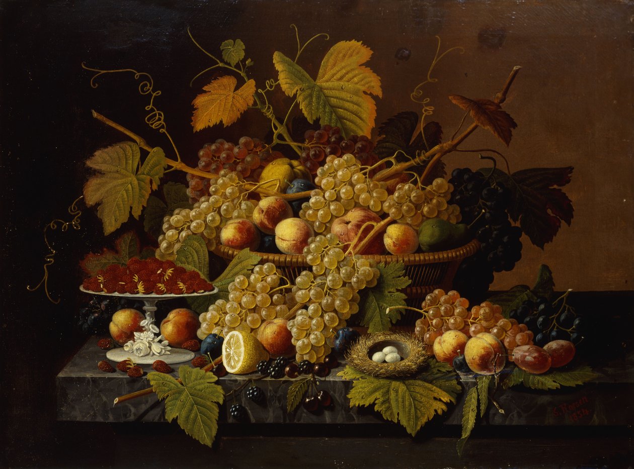 Ainda vida com frutas, 1854 de Severin Roesen