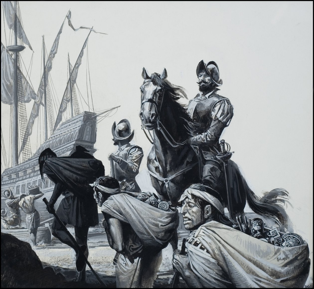 Transporte de ouro através do Panamá (guache sobre papel) de Severino Baraldi