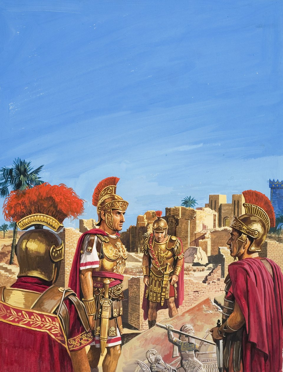 Romanos admirando os vestígios da Idade de Ouro da Babilónia (guache sobre papel) de Severino Baraldi