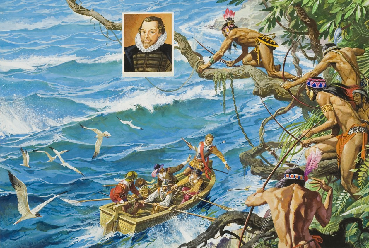 Sir Francis Drake (c.1540-96) (guache sobre papel) de Severino Baraldi