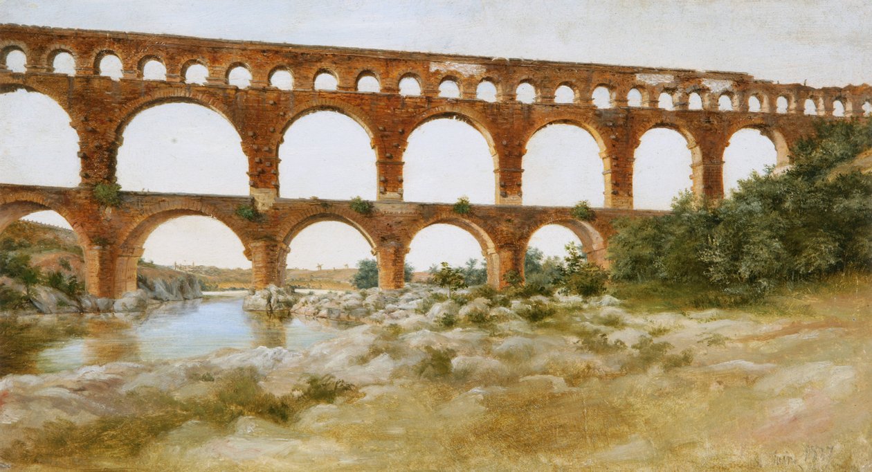Paisagem de Pont du Gard de Seweryn Mielżyński
