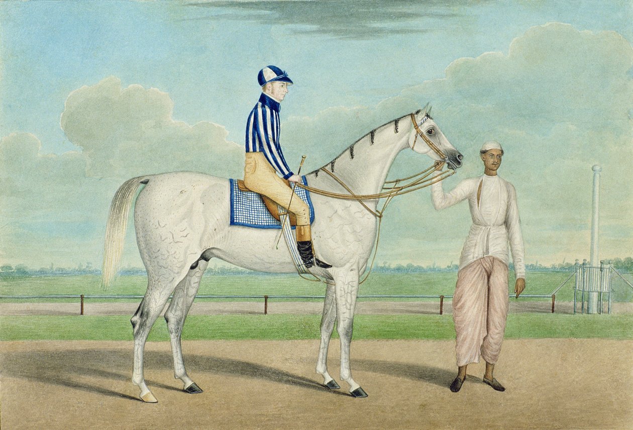 Cavalo de corrida com jóquei e noivo, Calcutá de Shaik Muhammad Amir of Karraya