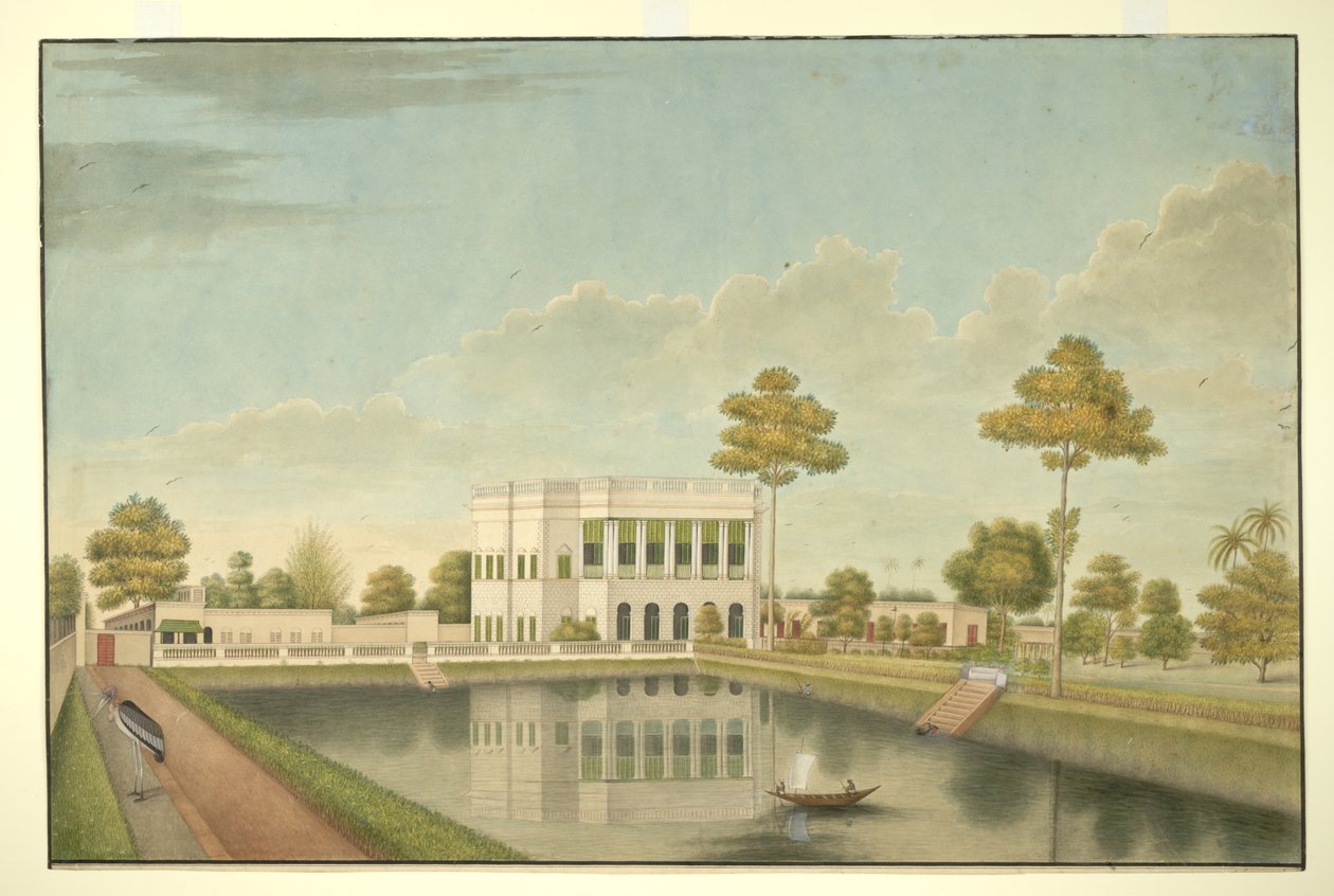 Adicionar ou 488 casa de Calcutá rodeada por um jardim com tanque e casas de fora de Shaik Muhammad Amir of Karraya