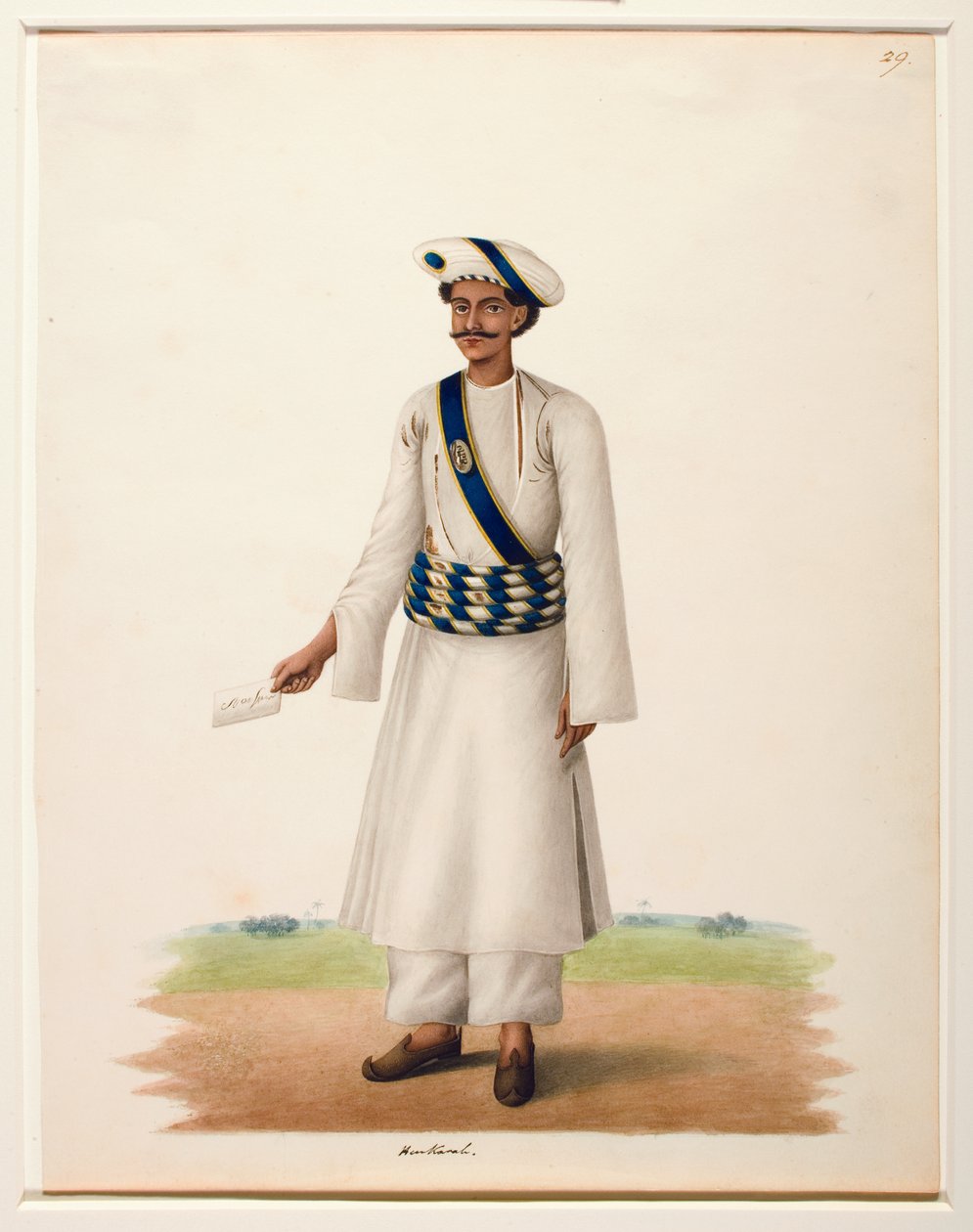 Harkarah com uma carta, c.1846 (wc opaca no papel) de Shaik Muhammad Amir of Karraya