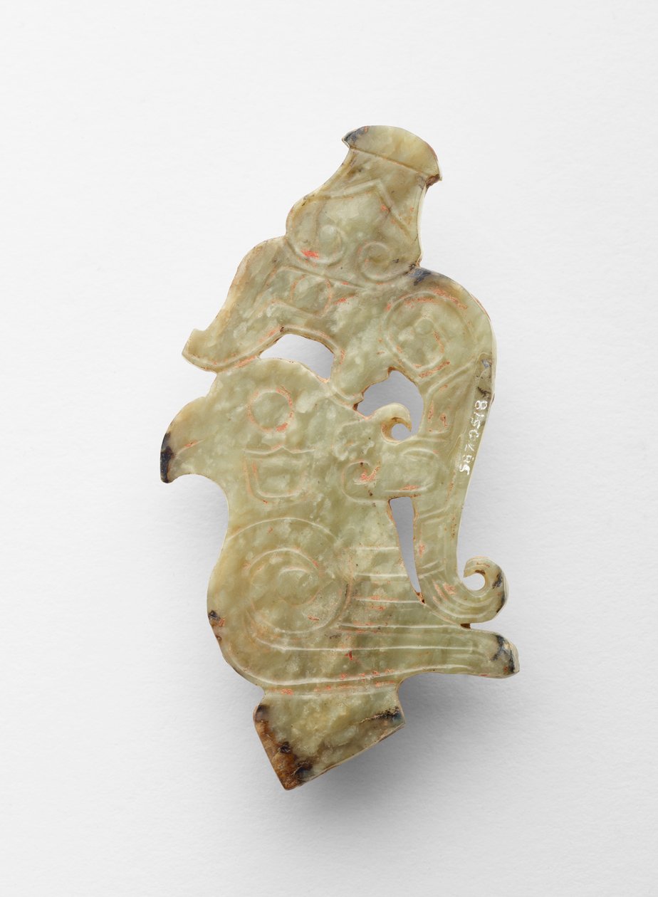 Finial na forma de um pássaro com dragão, c.1300-c.1050 AC de Shang Dynasty Chinese School