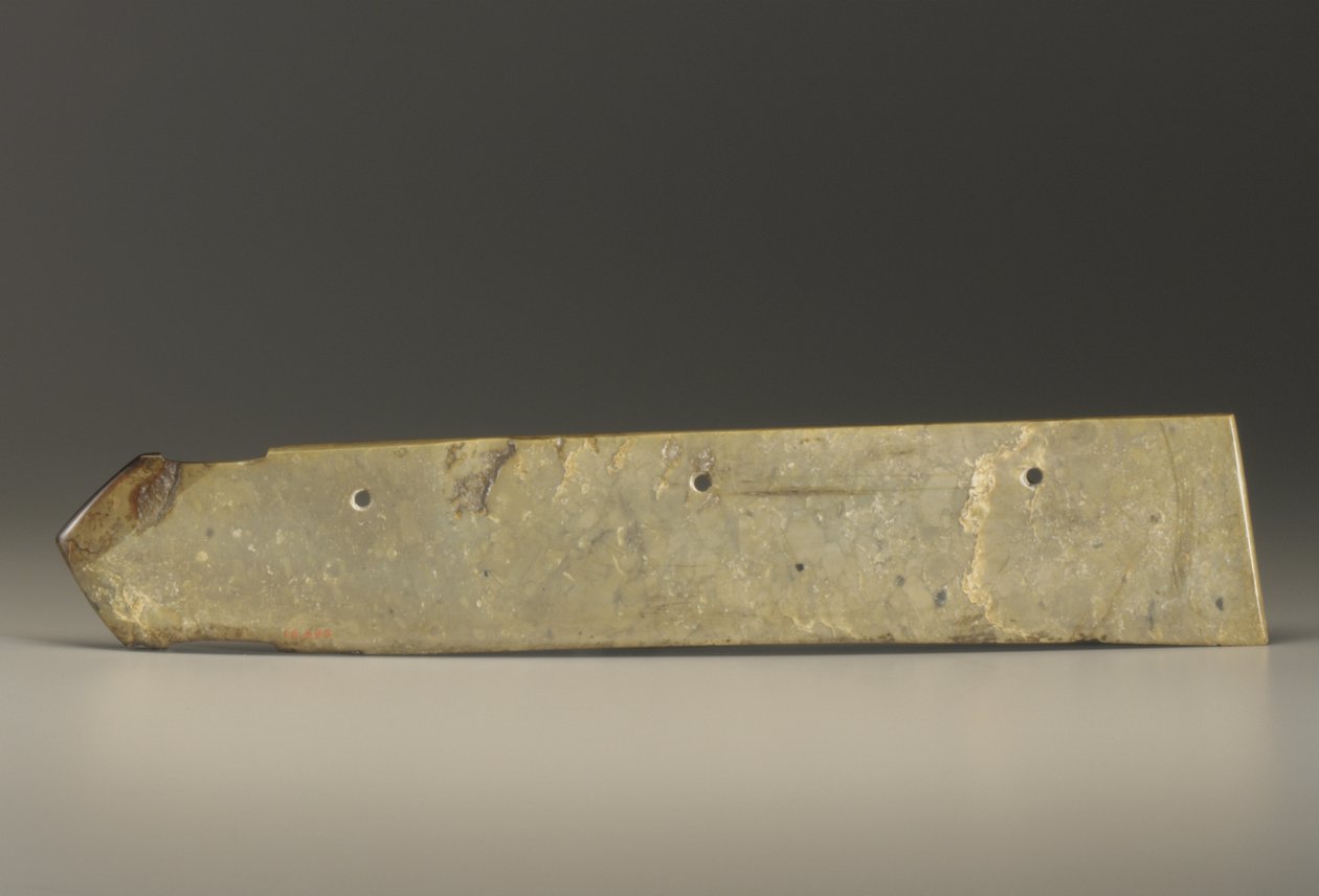 Objeto em forma de cutelo grande do tipo kuei (jade) de Shang Dynasty Chinese School