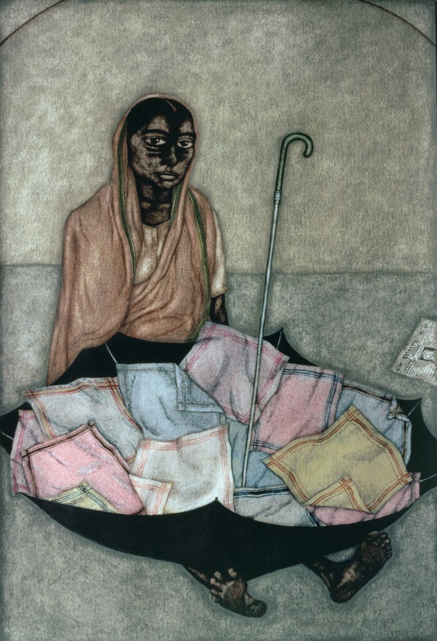 Handkerchief Seller, 1983 (wc no papel) de Shanti Panchal