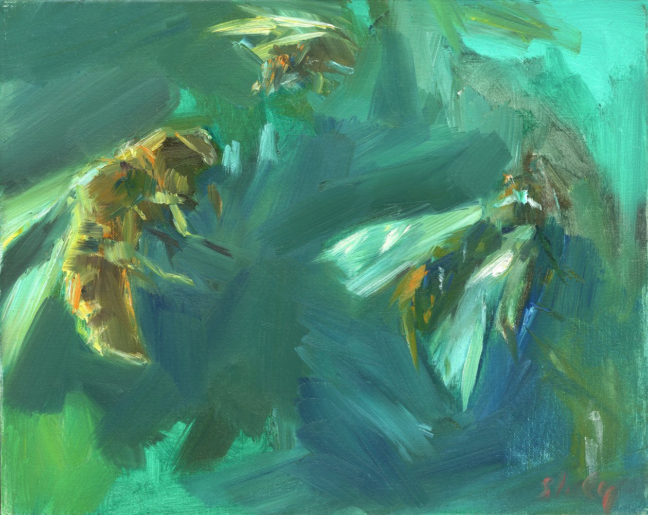Bee 2, 2024 (óleo sobre tábua) de Shaun Carey