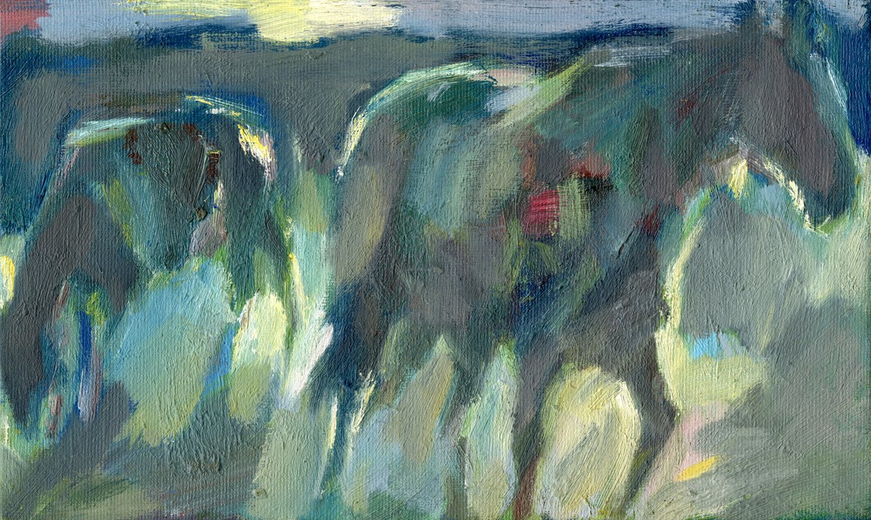 Noite dos Cavalos, 2024 (óleo sobre tábua) de Shaun Carey