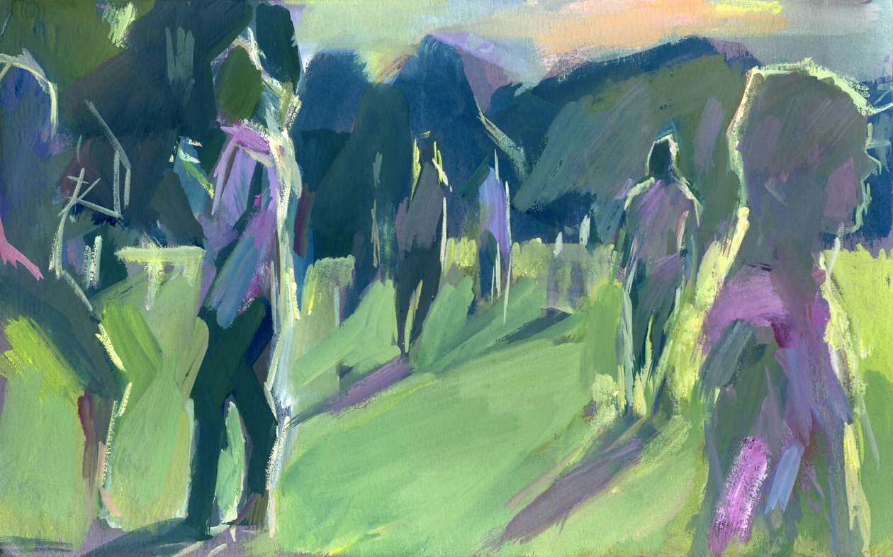 Parque, noite, 2024 (guache sobre papel) de Shaun Carey