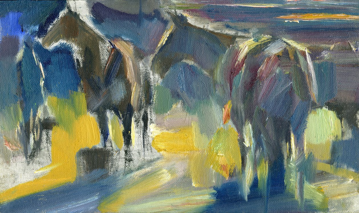 Dois cavalos, 2024 (óleo sobre tábua) de Shaun Carey