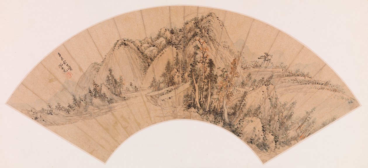 Ventilador-Paisagem de Montanha de Shen Shichong