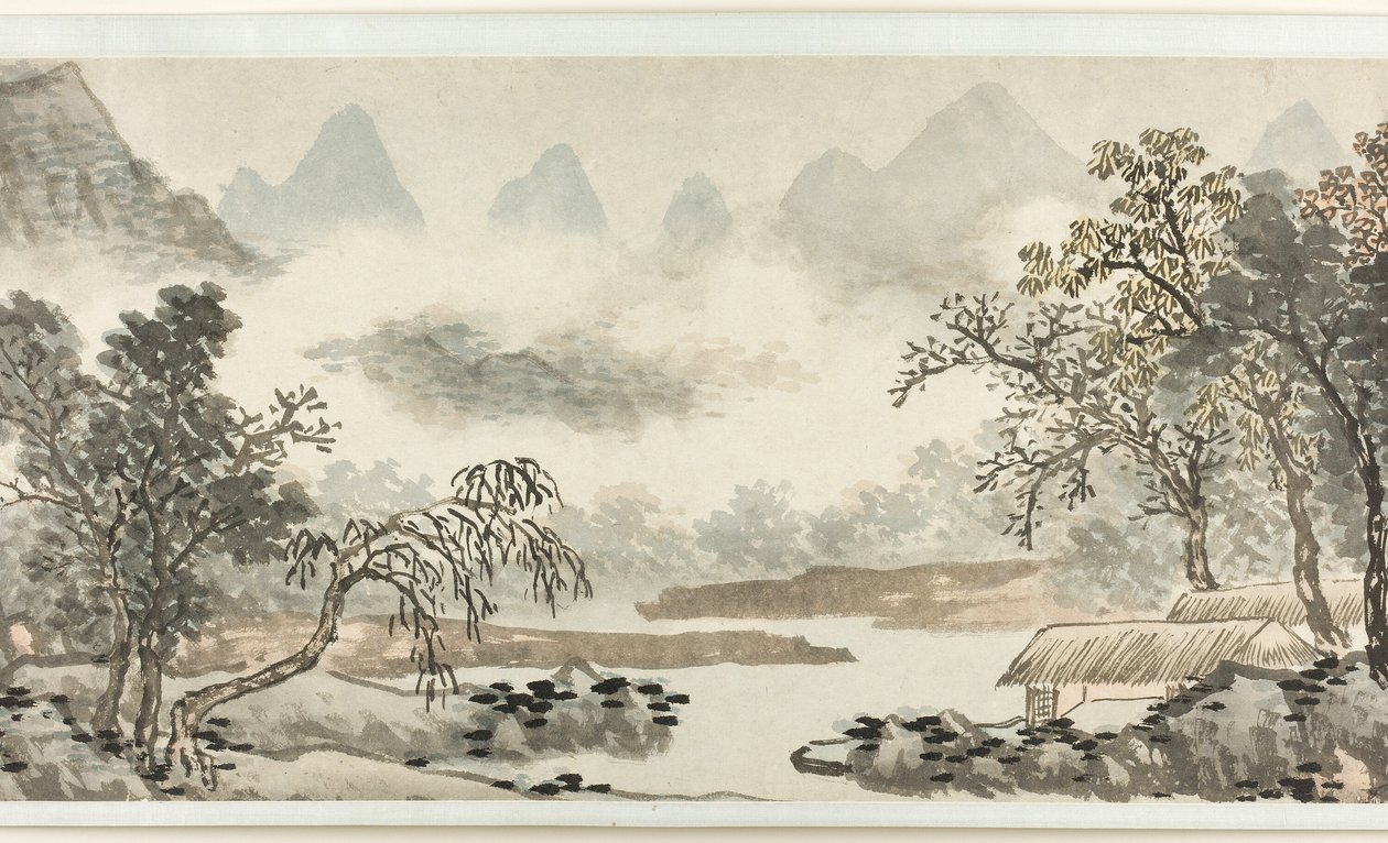 Nuvens sobre o rio antes da chuva 溪雲欲雨圖 de Shen Zhou