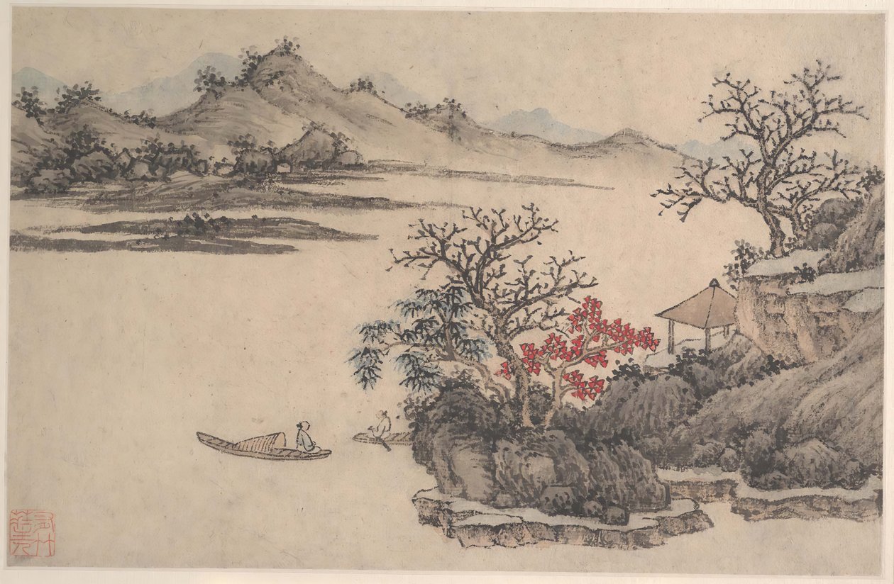 Paisagem com folhagem de outono. de Shen Zhou
