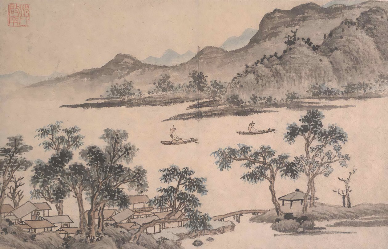 Paisagem com Veleiros. de Shen Zhou