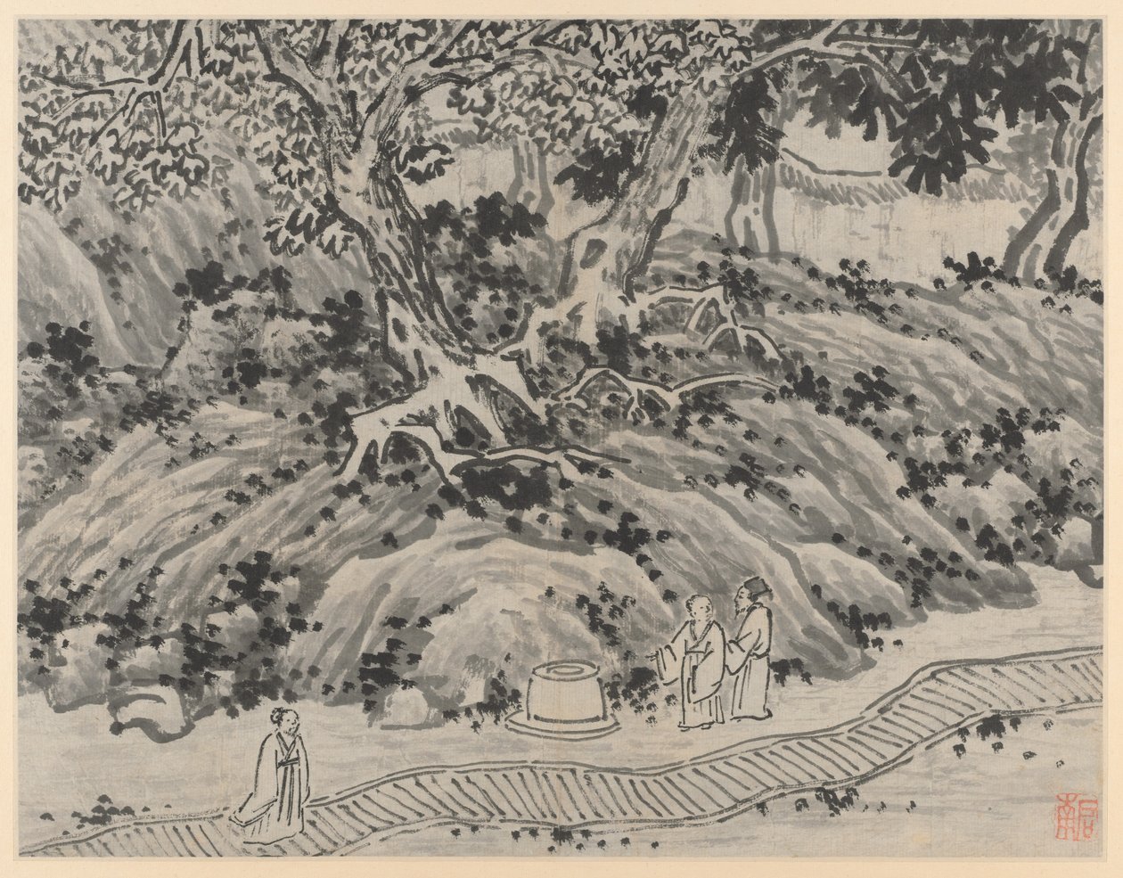 Doze vistas de Tiger Hill, Suchou: The Fools Spring, depois de 1490. de Shen Zhou