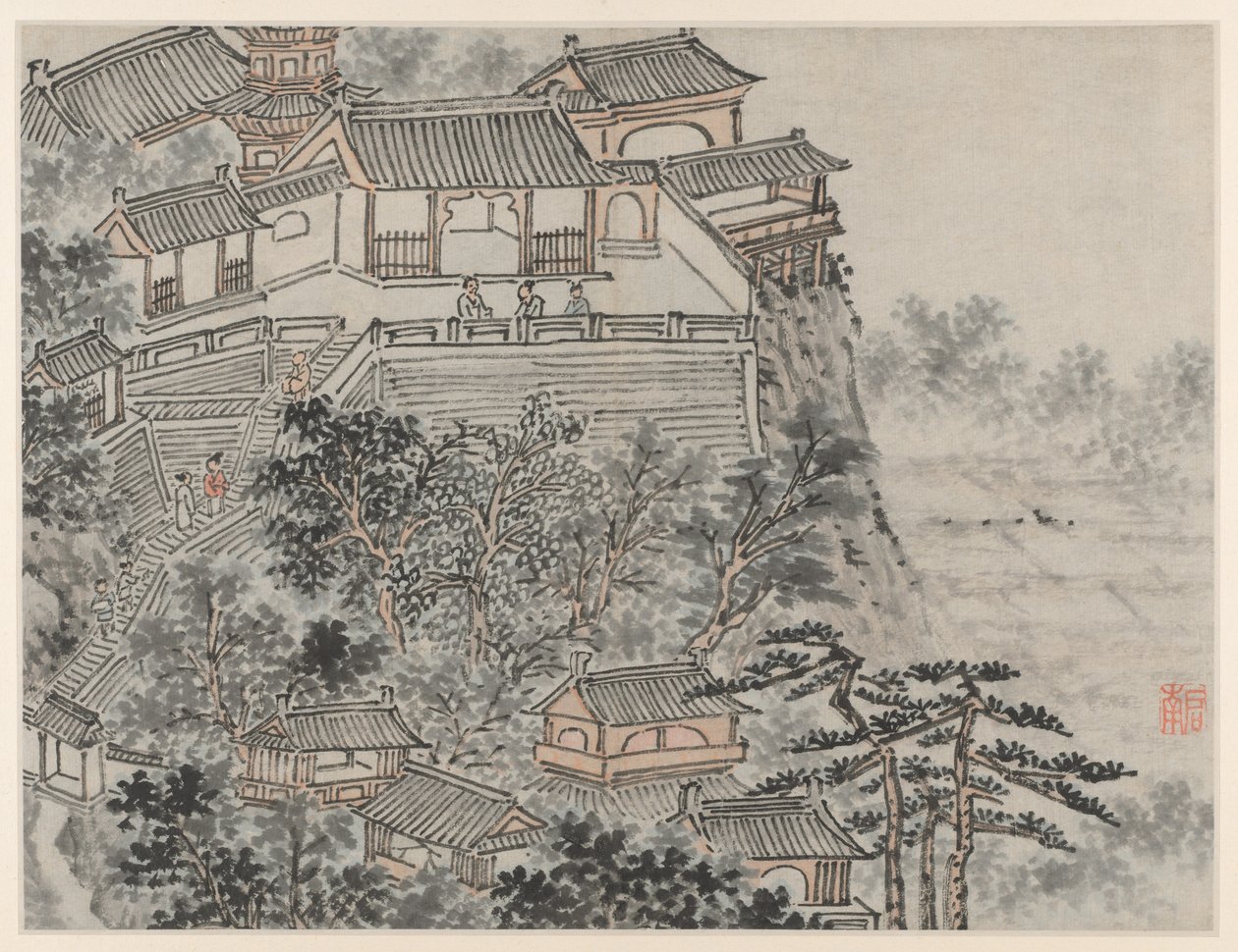 Twelve Views of Tiger Hill, Suzhou: O Terraço dos Cinco Sábios, depois de 1490. de Shen Zhou