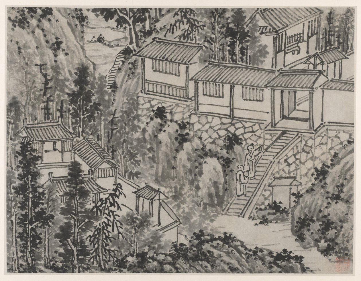 Doze vistas de Tiger Hill, Suzhou: The Pine Retreat de Shen Zhou