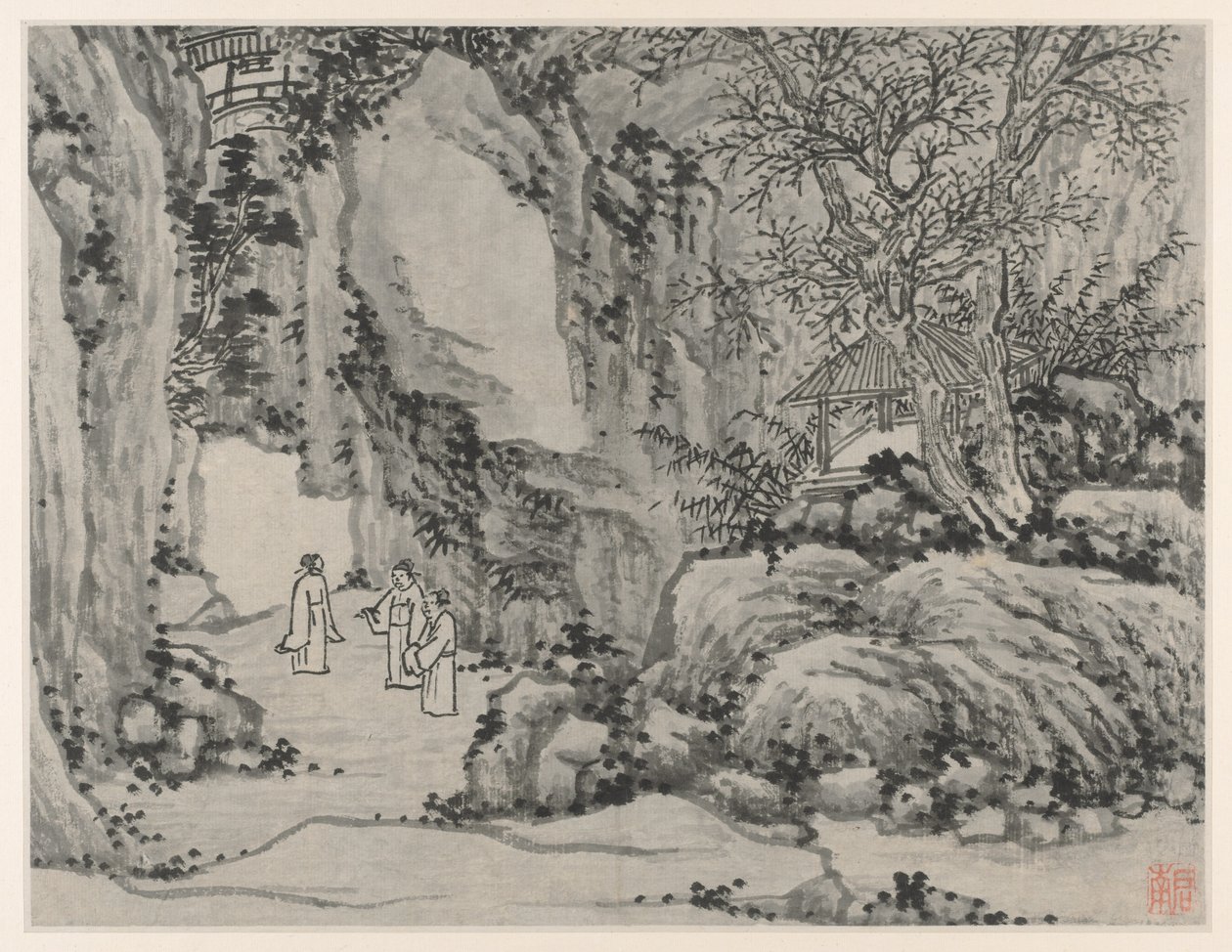 Doze vistas de Tiger Hill, Suzhou: The Sword Spring, Tiger Hill, depois de 1490. de Shen Zhou