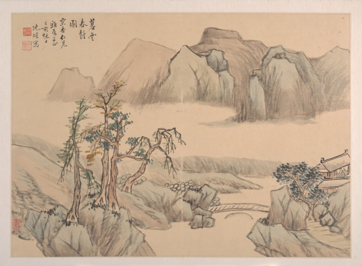 Paisagem, datada de 1827. de Shen Zhuo