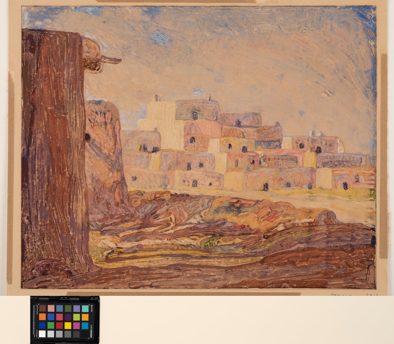 Indian Village, c.1928 (monotipia em papel) de Sherman Trease