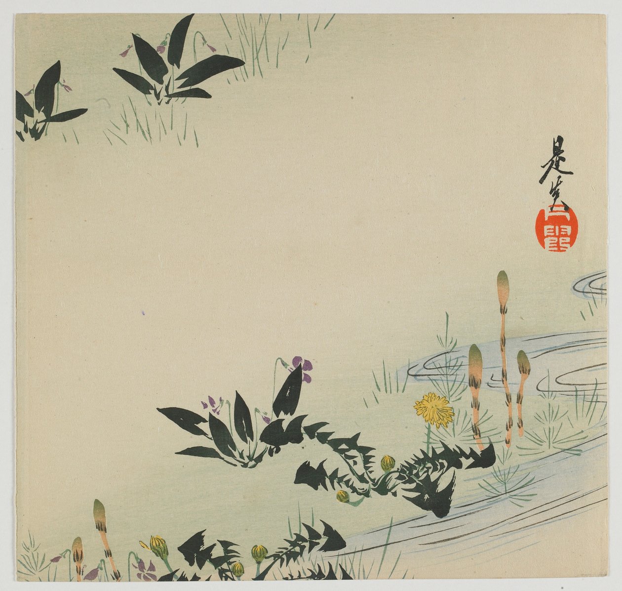 Flores da primavera, era Meiji, final do século 19 (impressão woodblock de cor) de Shibata Zeshin