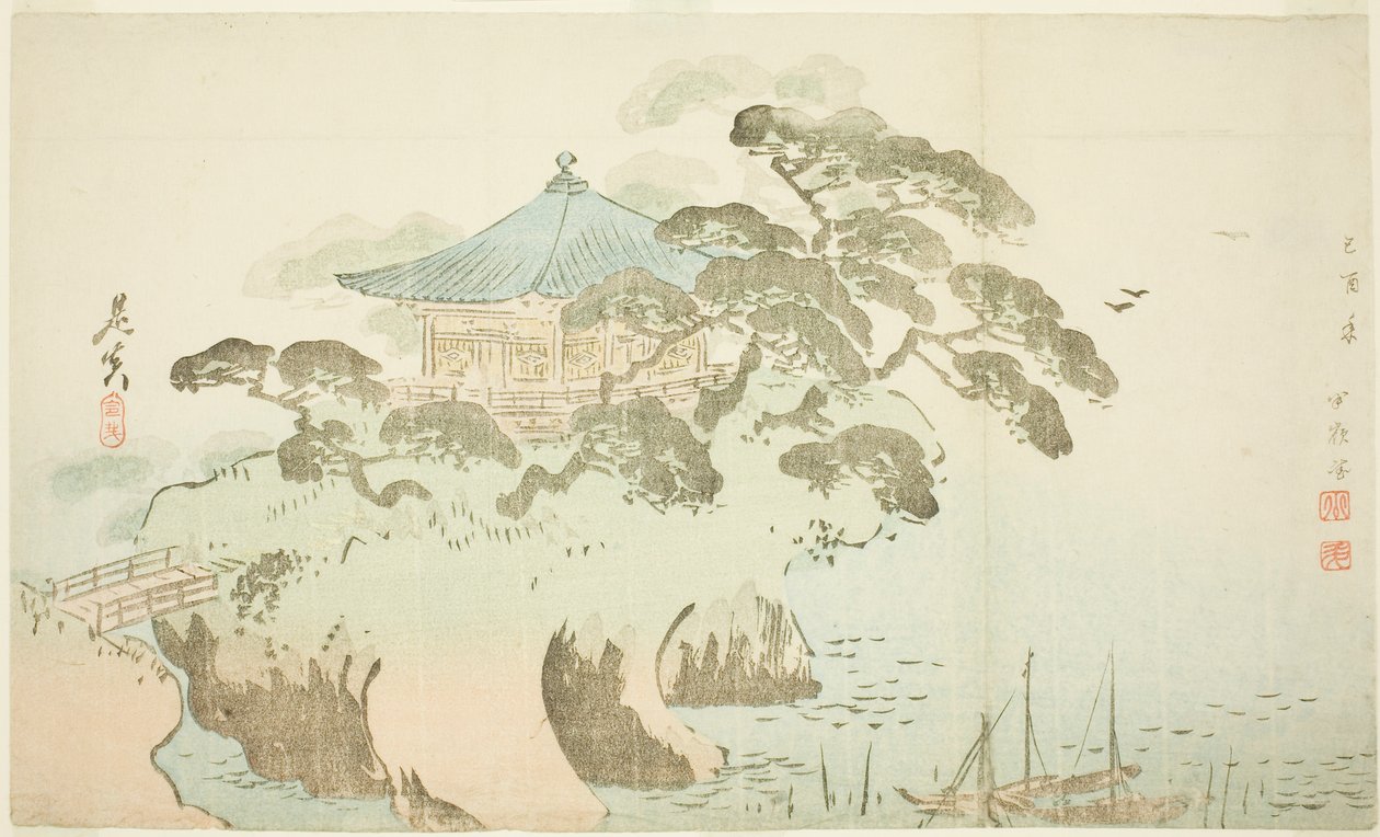 Um salão de templo de Shibata Zeshin