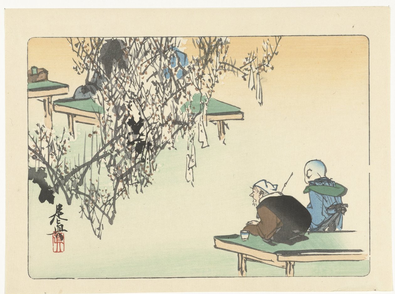 Admirando a flor de ameixa Comparações de flores (título da série) Hana kurabe (título da série no objeto) de Shibata Zeshin