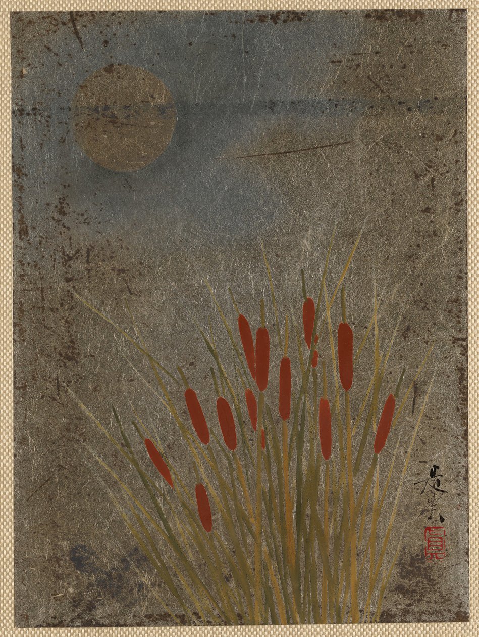Caudas de Gato e Lua. de Shibata Zeshin