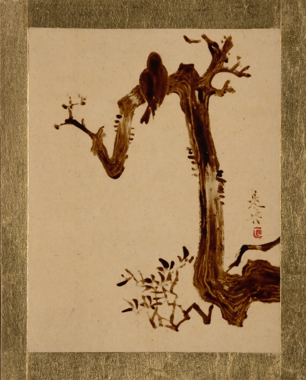 Corvo na árvore. de Shibata Zeshin