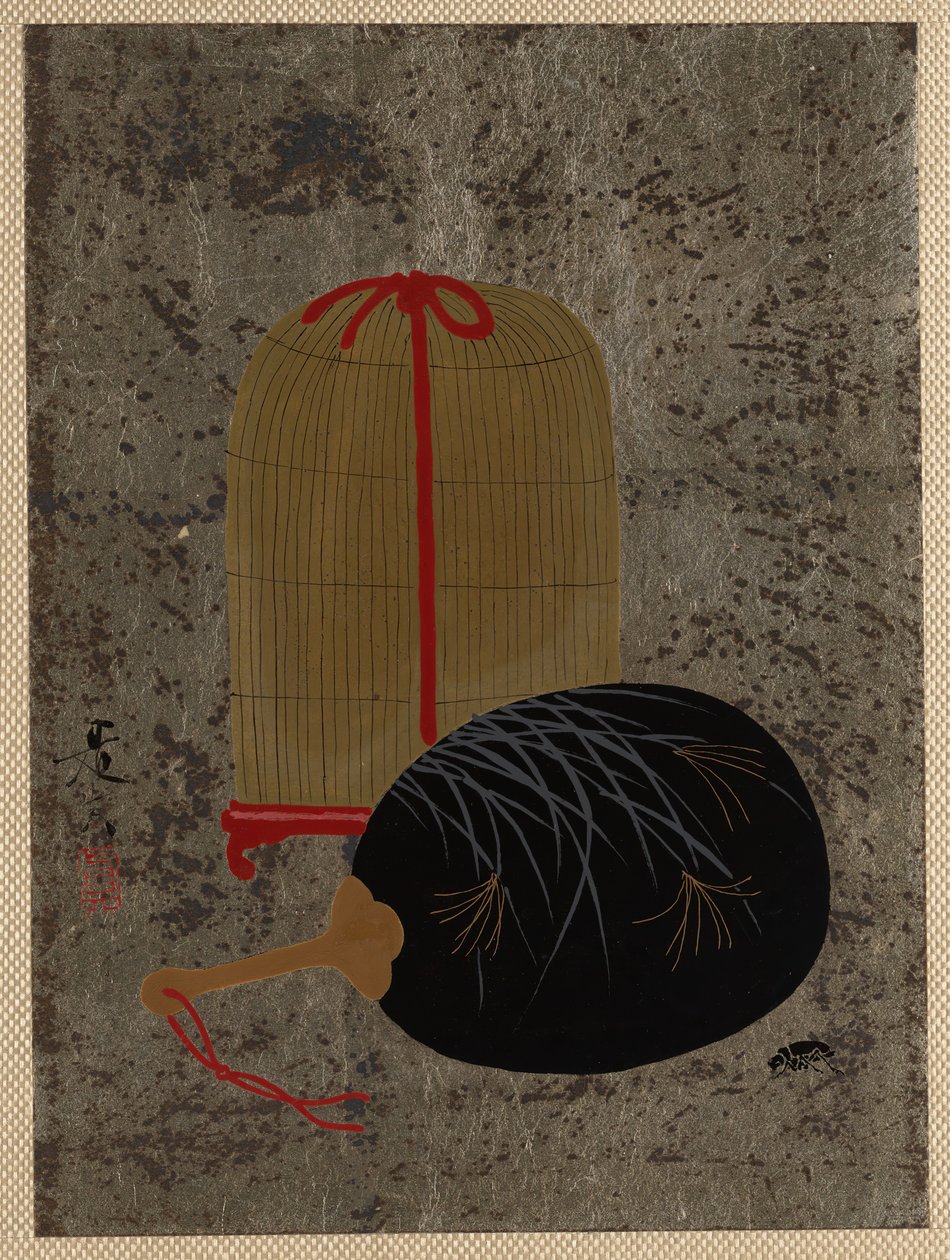 Ventilador e gaiola de insetos. de Shibata Zeshin