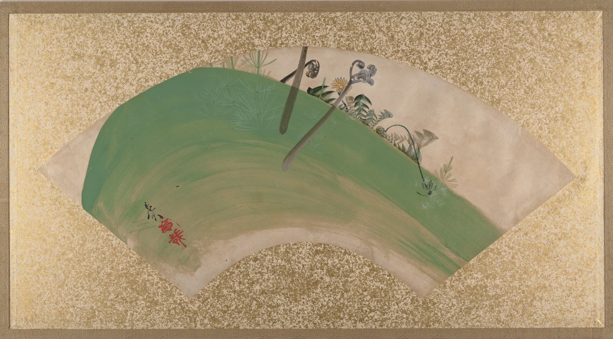 Flores na grama, final do século XIX. de Shibata Zeshin