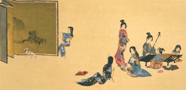 Grupo de mulheres durante a recreação, ilustração da revista 