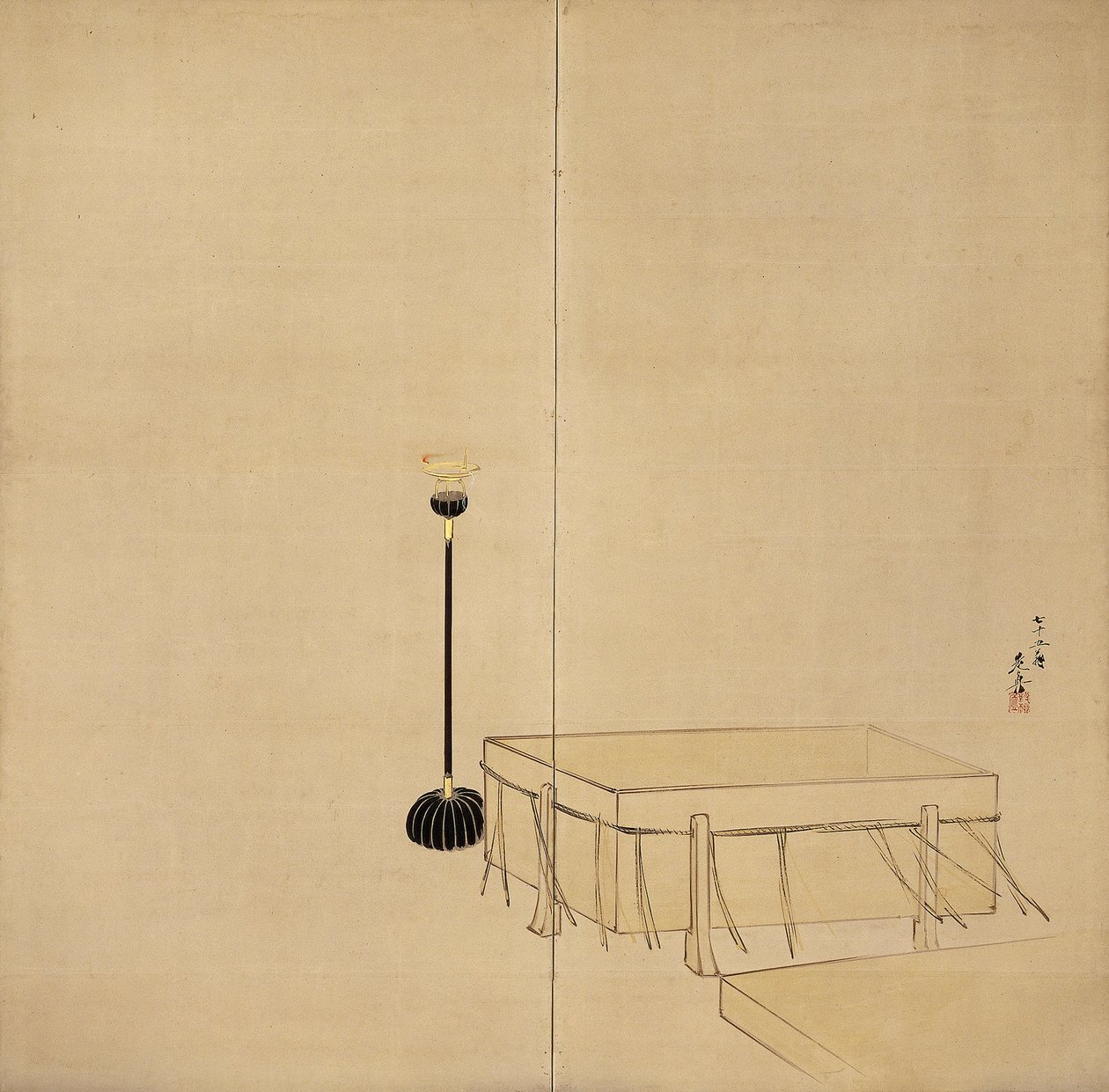 Ibaraki [lado esquerdo de um par] de Shibata Zeshin