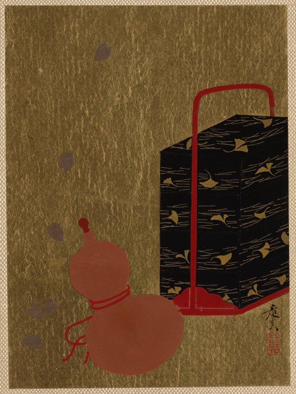 Caixa lacada e cabaça de Shibata Zeshin