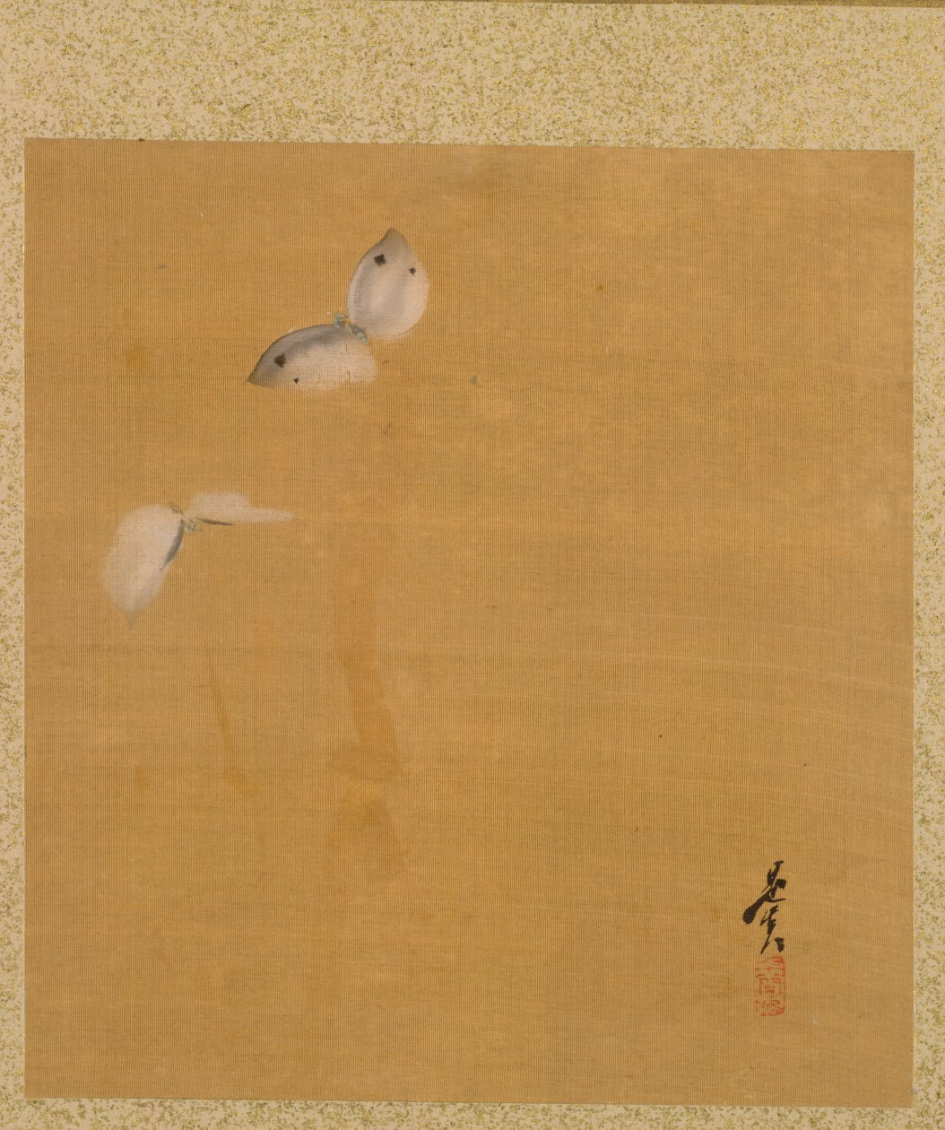 Folha do Álbum de Temas Sazonais: Maple Leaves and Feather, 1847. de Shibata Zeshin