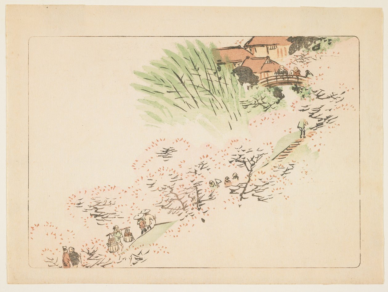 Flores de cerejeira na montanha de Shibata Zeshin