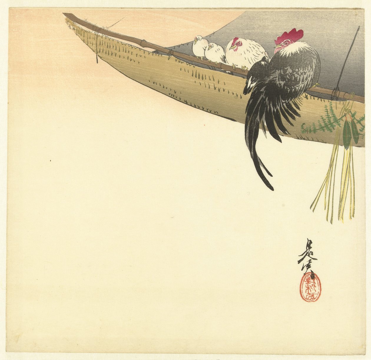 Dia de Ano Novo no ano do galo de Shibata Zeshin